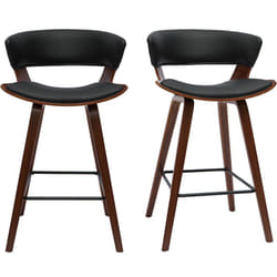 Tabourets de bar design noir et bois foncé H65 cm (lot de 2) SYRAH
