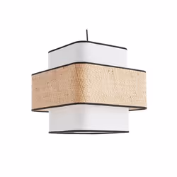 Suspension cube en tissu lin blanc et rabane naturelle L35 cm TERA
