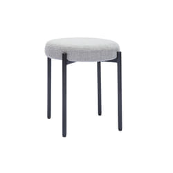 Miliboo - Tabouret bas empilable en tissu effet velours texturé gris clair et métal noir H41 cm kiko