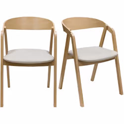 Chaises scandinaves empilables en bois clair chêne et tissu beige (lot de 2) LOVA