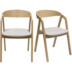 Chaises scandinaves empilables en bois clair chêne et tissu beige (lot de 2) LOVA