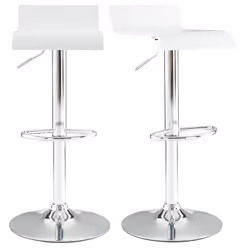 Tabourets de bar design blancs et acier chromé (lot de 2) SURF V2