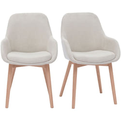 Fauteuils scandinaves en tissu effet velours beige et bois clair massif (lot de 2) HOLO