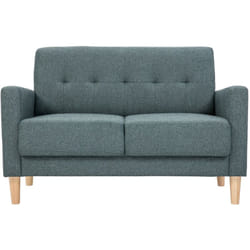 Canapé scandinave 2 places en tissu vert de gris et bois clair MOON
