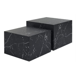 Tables basses gigognes design effet marbre noir (lot de 2) CALLA