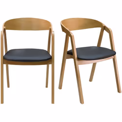 Chaises scandinaves empilables en bois clair chêne et assises noires (lot de 2) LOVA