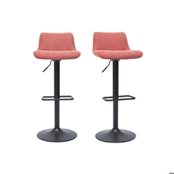 Miliboo - Tabourets de bar réglables pivotants 360° en tissu effet velours texturé terracotta et métal noir (lot de 2) BOOST
