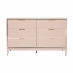 Commode rose poudré et métal doré 6 tiroirs L120 cm GIANA