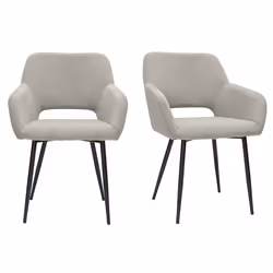 Chaises en tissu velours côtelé taupe et métal noir (lot de 2) LAURETTE