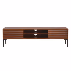Miliboo - Meuble TV en bois foncé manguier massif et métal noir 2 portes L160 cm ONDA