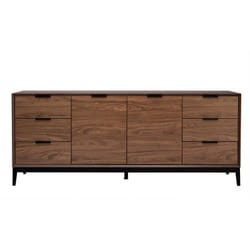 Buffet vintage finition bois foncé noyer et métal noir avec rangements L180 cm SARTO