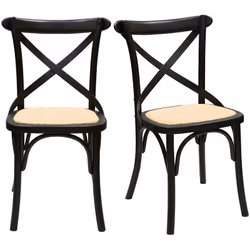 Chaises bistrot en bois noir et cannage en rotin (lot de 2) MARCEL