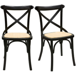 Chaises bistrot en bois noir et cannage en rotin (lot de 2) MARCEL