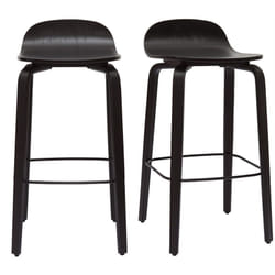 Miliboo - Tabourets de bar vintage bois noir H68 cm (lot de 2) obra