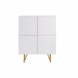 Buffet haut design gravé blanc mat et métal doré 4 portes L86 cm OZEN