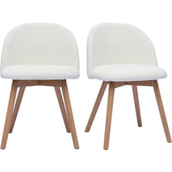 Chaises scandinaves en tissu effet laine bouclée blanc et bois clair massif (lot de 2) CELESTE