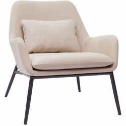 Fauteuil design en tissu effet velours beige et métal noir MAXINE