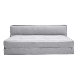 Chauffeuse 2 places convertible en tissu gris clair KATY