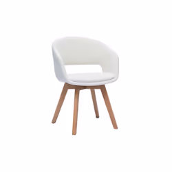 Chaise scandinave en tissu effet laine bouclée blanc et bois clair massif PRISMA