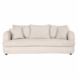 Canapé convertible déhoussable 3-4 places design haricot en tissu effet velours beige clair SACHA