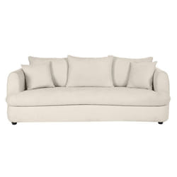 Canapé convertible déhoussable 3-4 places design haricot en tissu effet velours beige clair SACHA