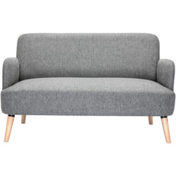 Canapé scandinave 2 places en tissu gris clair et bois clair ISKO
