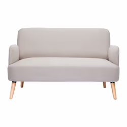 Canapé scandinave 2 places en tissu effet velours texturé beige et bois clair ISKO