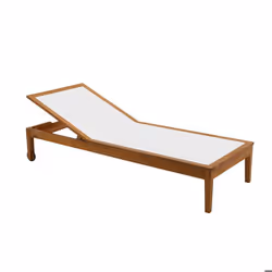 Bain de soleil blanc et bois massif NAVEEN