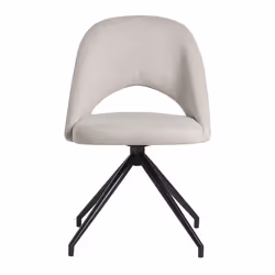 Chaise pivotante 360° en tissu effet velours texturé beige et métal noir COSETTE