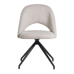 Chaise pivotante 360° en tissu effet velours texturé beige et métal noir COSETTE