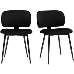 Chaises noires en tissu velours et métal (lot de 2) ATRIUM