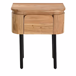 Table de chevet en bois massif et métal noir avec tiroir L45 cm NAPOLI