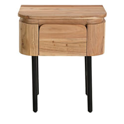 Table de chevet en bois massif et métal noir avec tiroir L45 cm NAPOLI