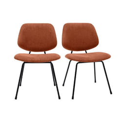 Chaises design en tissu effet velours terre brûlée et métal noir (lot de 2) BARNET