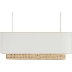 Miliboo - Abat-jour pour suspension double en tissu blanc et cannage rotin naturel L62 cm tiwy