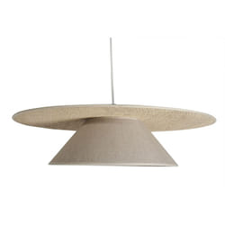 Miliboo - Suspension en lin beige et rabane naturelle L55 cm azami