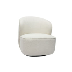 Fauteuil design pivotant en tissu effet laine bouclée blanc AMBER