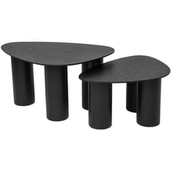 Miliboo - Tables basses gigognes design en bois noir (lot de 2) foleen