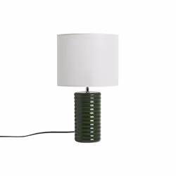 Lampe à poser en céramique émaillée vert foncé et abat-jour écru H53 cm BERRO