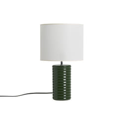 Lampe à poser en céramique émaillée vert foncé et abat-jour écru H53 cm BERRO