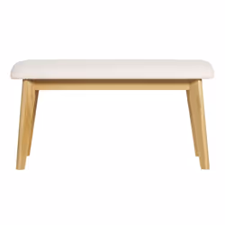 Banc scandinave en tissu effet laine bouclée blanc et bois clair L92 cm ELION