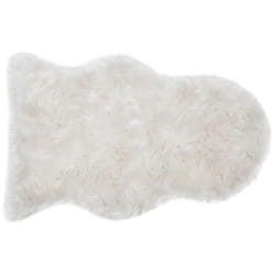 Tapis descente de lit imitation fourrure blanche 60 x 90 cm MEGEVE