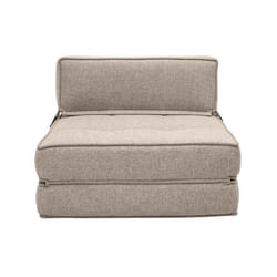 Chauffeuse 1 place convertible en tissu taupe KATY
