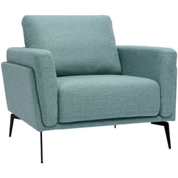 Fauteuil design en tissu vert de gris et métal noir MOSCO