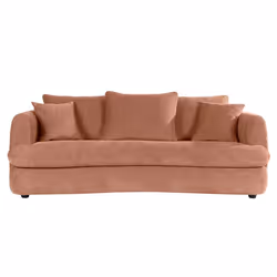 Canapé convertible déhoussable 3-4 places design haricot en tissu effet velours terre brûlée SACHA