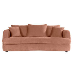 Canapé convertible déhoussable 3-4 places design haricot en tissu effet velours terre brûlée SACHA