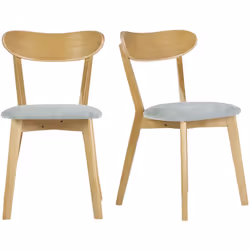 Chaises vintage en bois clair chêne et tissu effet velours vert céladon (lot de 2) DOVE