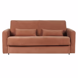 Canapé convertible 3 places en tissu effet velours terre brûlée avec matelas 13 cm LETTO