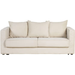 Canapé convertible 3 places en tissu velours côtelé beige avec matelas 13 cm BACIO