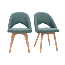 Miliboo - Chaises scandinaves en tissu vert de gris et bois clair (lot de 2) COSETTE